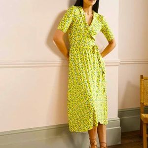 Boden Lavinia Lemon Jersey Wrap Dress 12